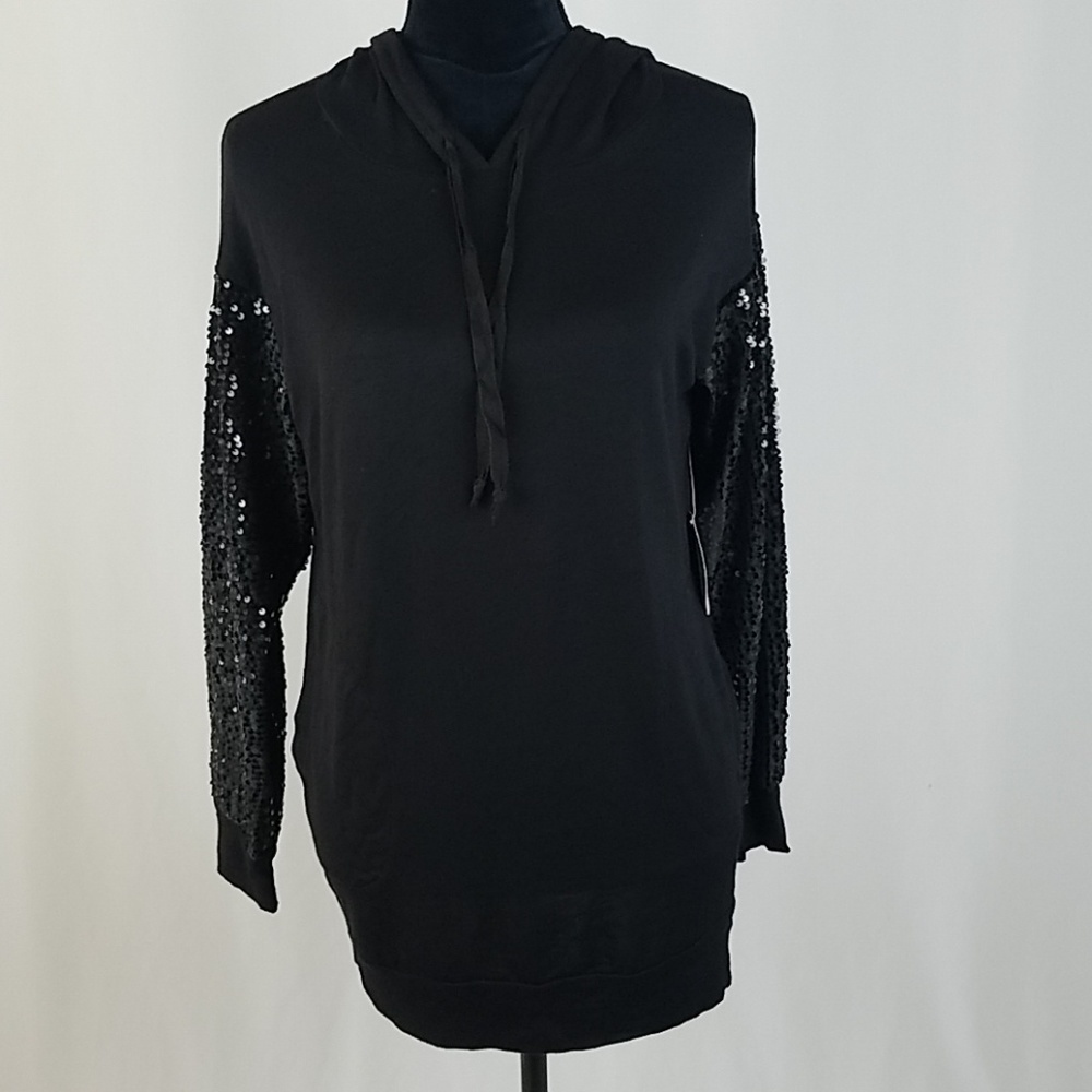 Gypsies And Moondust M black sequin sleeve hoodie